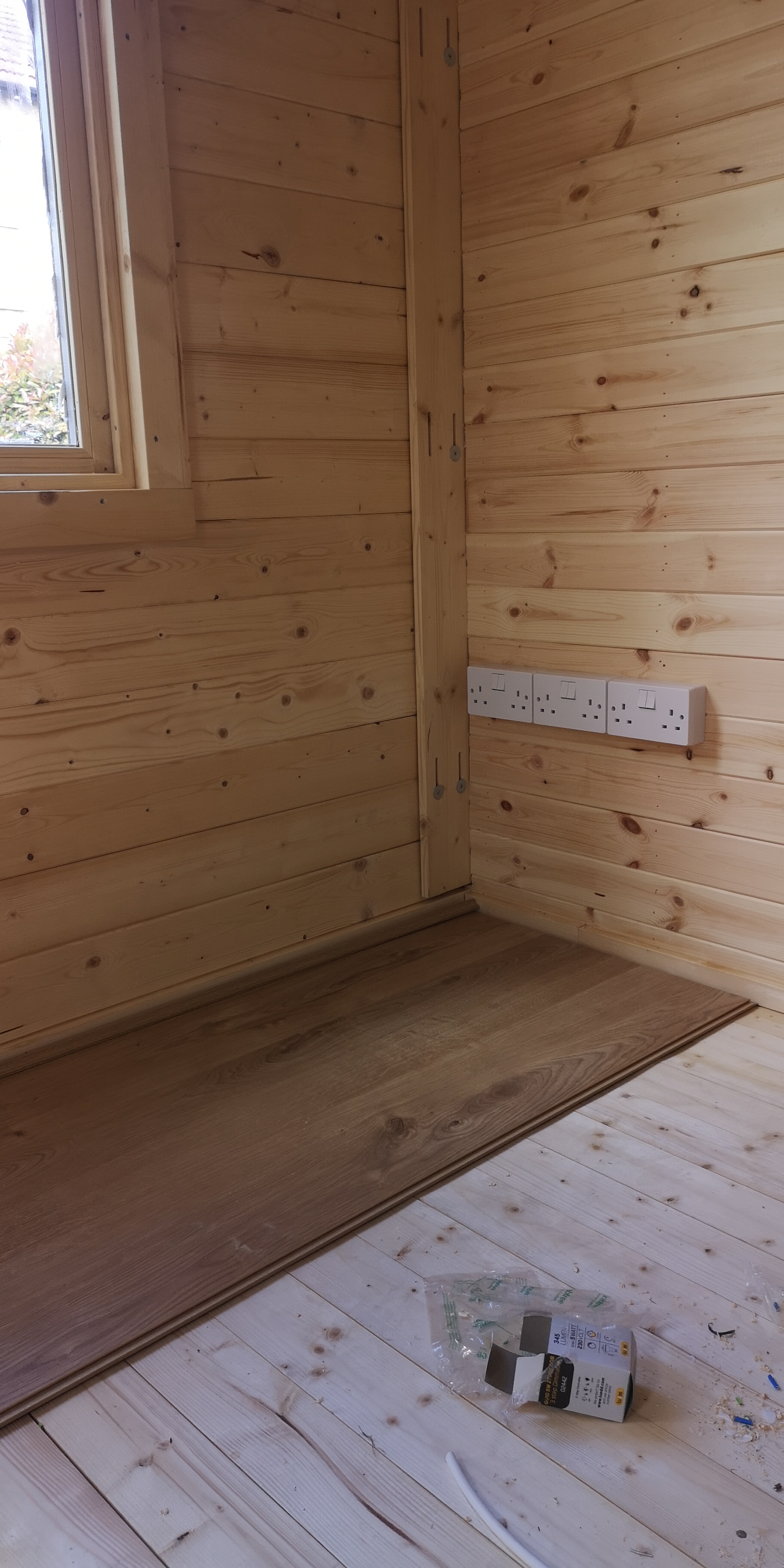 Seamless cable management with PVC conduit, ensuring a clutter-free and visually appealing interior in the summerhouse